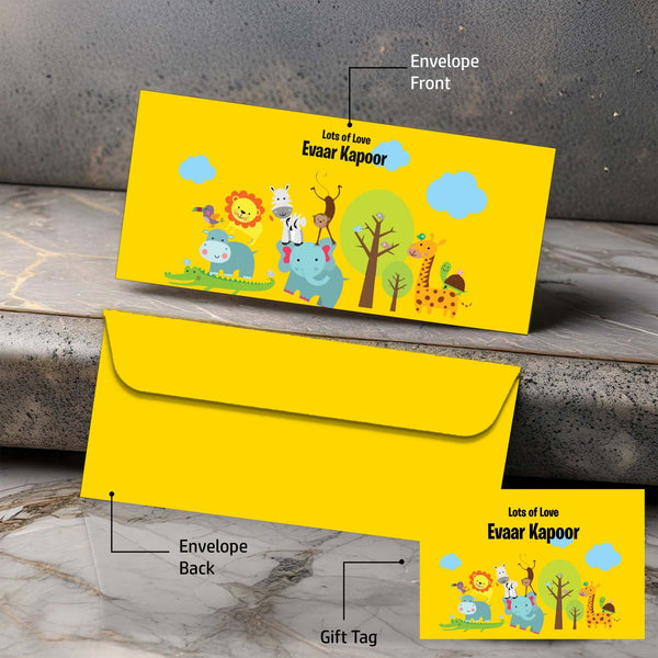 Personalised Money Envelopes - Yellow Jungle Theme - Set of 20 - Chatterbox Labels-Envelopes