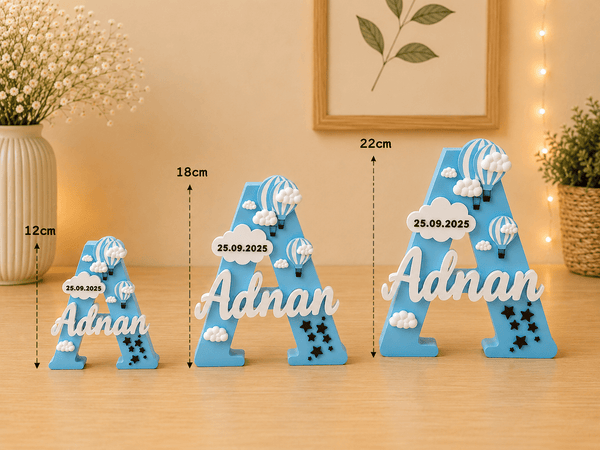 Baby Boy Birth Announcement Personalised 3D Printed Name Stand - Chatterbox Labels-3D Printed Gifts