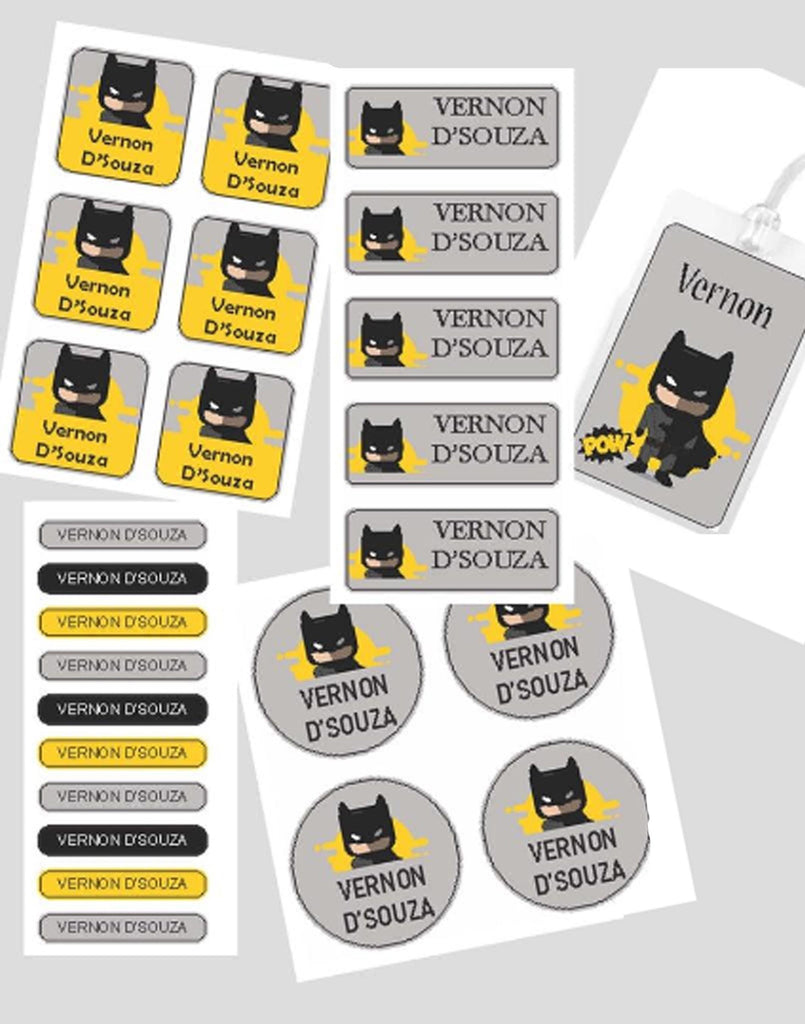 Waterproof personalised assorted label pack Batman Design – Chatterbox ...
