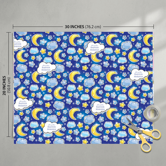 Custom Gift Wrapping Paper for Kids - Blue Sky Theme - Chatterbox Labels - Wrapping Paper