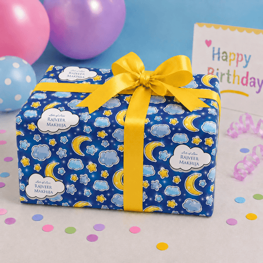 Custom Gift Wrapping Paper for Kids - Blue Sky Theme - Chatterbox Labels - Wrapping Paper