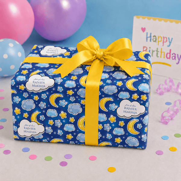 Custom Gift Wrapping Paper for Kids - Blue Sky Theme - Chatterbox Labels - Wrapping Paper