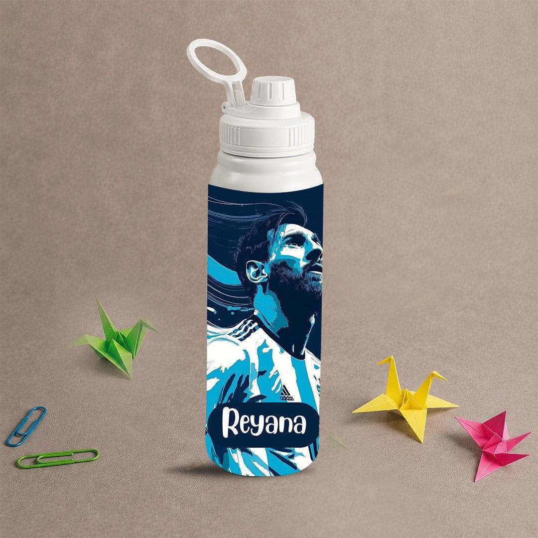 Personalised Insulated Stainless Steel Bottle – 600 ML - Messi Design - Chatterbox Labels-Water Bottle