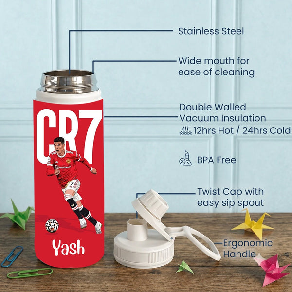 Personalised Insulated Stainless Steel Bottle – 600 ML - Ronaldo Design