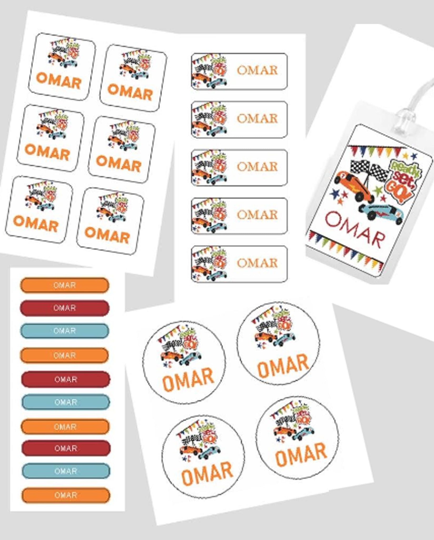 Assorted Waterproof Labels - Car Design Theme Chatterbox Labels
