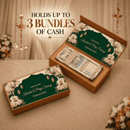 Personalised Shagun Cash Gift Box - Emerald Imperial