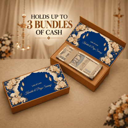 Personalised Shagun Cash Gift Box - Royal Sapphire