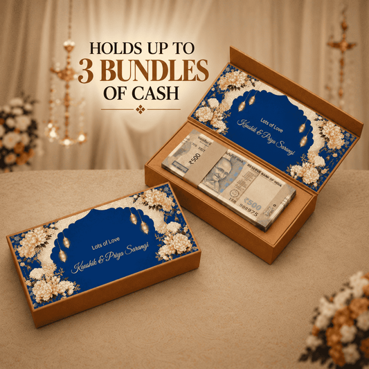Personalised Shagun Cash Gift Box - Royal Sapphire