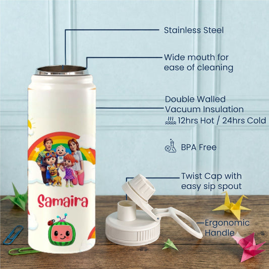Personalised Insulated Stainless Steel Bottle – 600 ML - CoCo Sip - Chatterbox Labels-Water Bottle