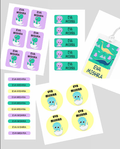 Assorted Waterproof Labels - Cute Dino Theme Chatterbox Labels