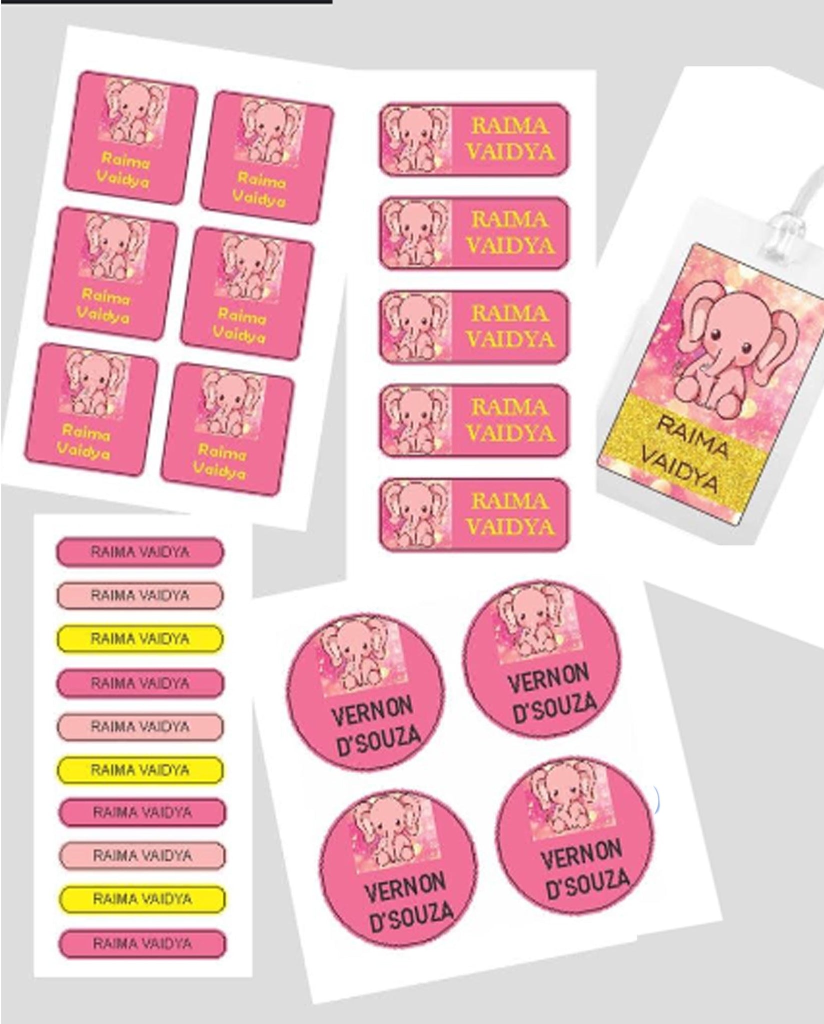 Assorted Waterproof Labels - Elephant Theme Chatterbox Labels