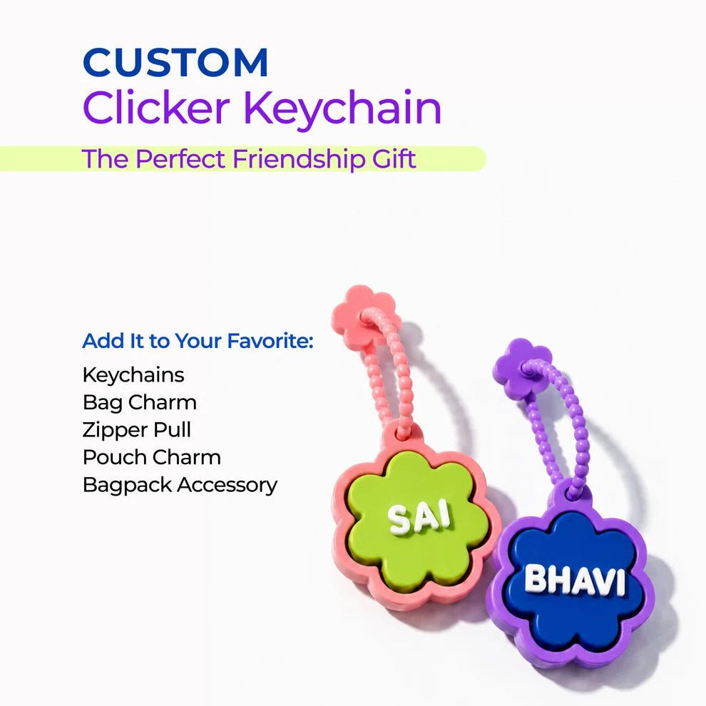 Personalised Floral Clicker Name Keychain
