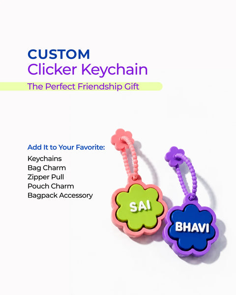 Personalised Floral Clicker Name Keychain