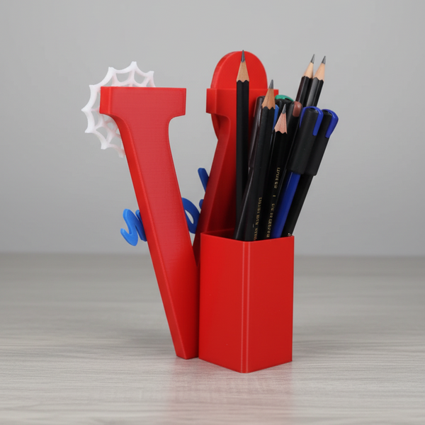 Personalised Name Stand & Pen Holder Spiderman Theme