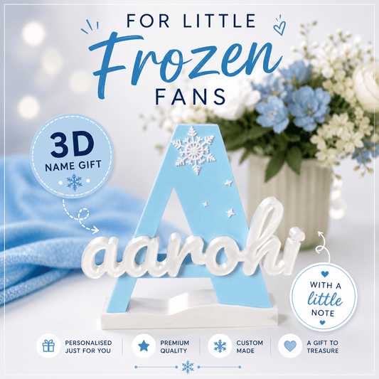 Frozen Theme Personalised 3D Printed Name Stand - Chatterbox Labels-3D Printed Gifts