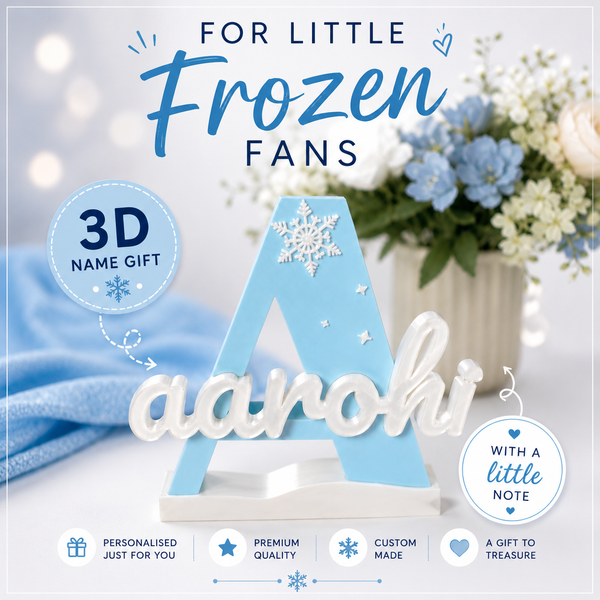Frozen Theme Personalised 3D Printed Name Stand