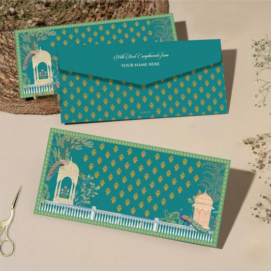 Personalised Money Envelopes - Green Peacock - Chatterbox Labels - Envelopes