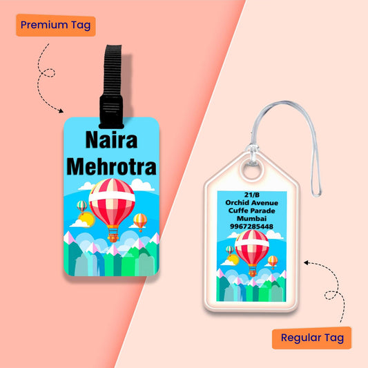 Personalized Bag Tags for Kids - Set of 5 - Hot Air Balloon - Chatterbox Labels - Bag Tags
