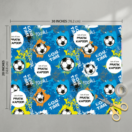 Custom Gift Wrapping Paper for Kids - Kickstart Football Design - Chatterbox Labels - Wrapping Paper