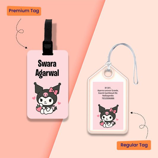 Personalized Bag Tags for Kids - Kuromi Design - Chatterbox Labels - Bag Tags