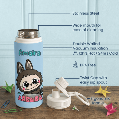Personalised Stainless Steel Water Bottle - Labubu Design - Chatterbox Labels-Water Bottle
