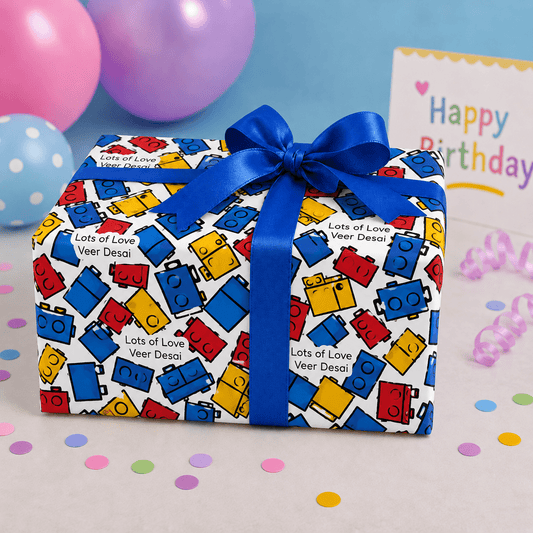 Custom Gift Wrapping Paper for Kids - Lego Design - Chatterbox Labels - Wrapping Paper