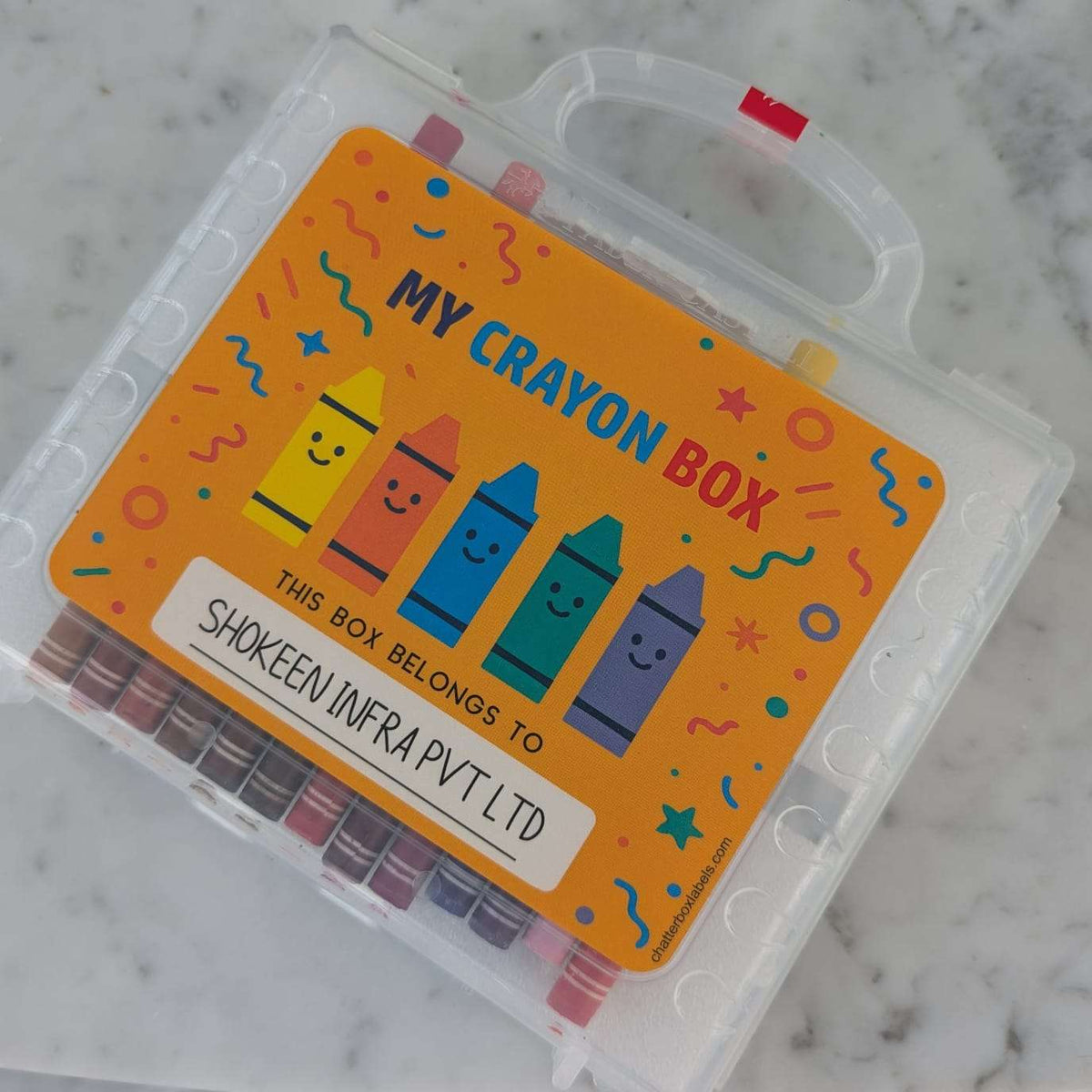 Return Gift - Personalised Colouring Book with Custom Faber - Castell Crayon Box - Chatterbox Labels - Colouring Book