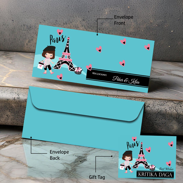Personalised Money Envelopes - Paris Theme - Set of 20