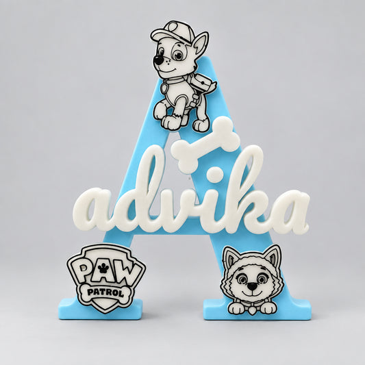 Paw Patrol Theme Personalised Name Stand Glow In The Dark