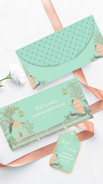 Luxe Gold Foil Money Envelopes - Peacock Garden Green - Chatterbox Labels - Luxe Envelopes