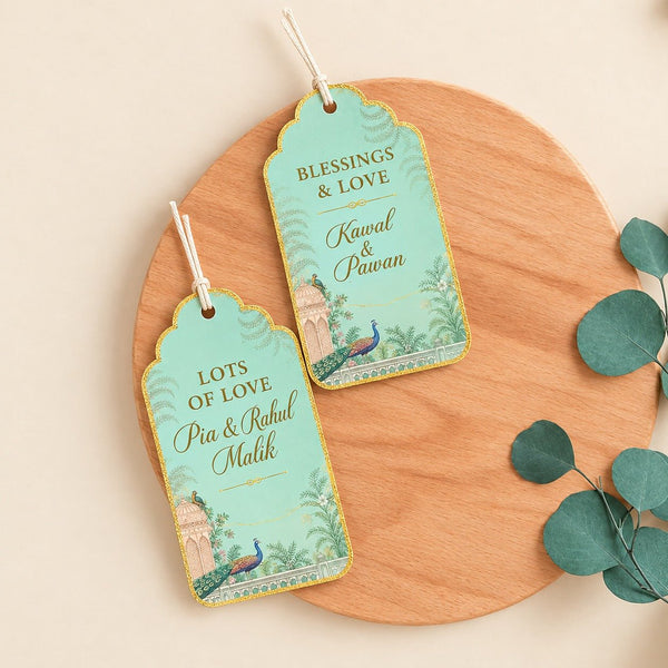 Luxe Personalised Gift Tags - Peacock Garden Green - Chatterbox Labels-Gift Tags
