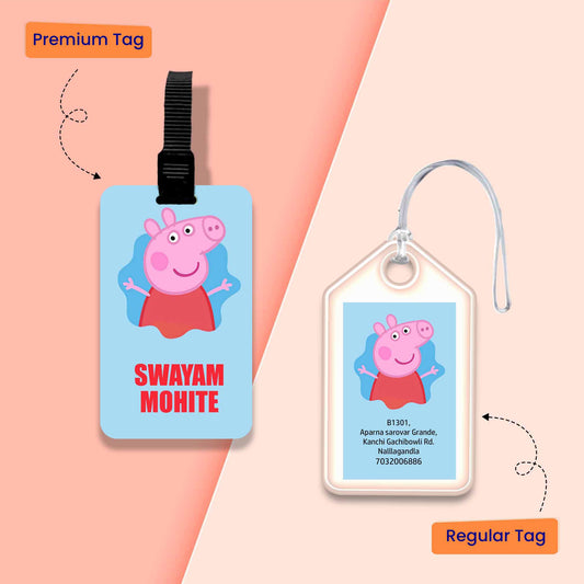Personalized Bag Tags for Kids - Peppa Design - Chatterbox Labels - Bag Tags