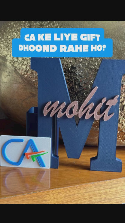 CA India Personalised Name Stand & Pen Holder for Desk