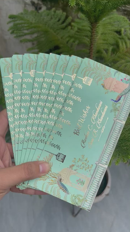Luxe Gold Foil Money Envelopes - Peacock Garden Green