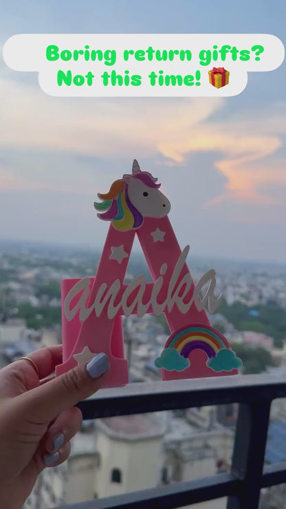 Personalised Name Stand & Pen Holder Unicorn Theme