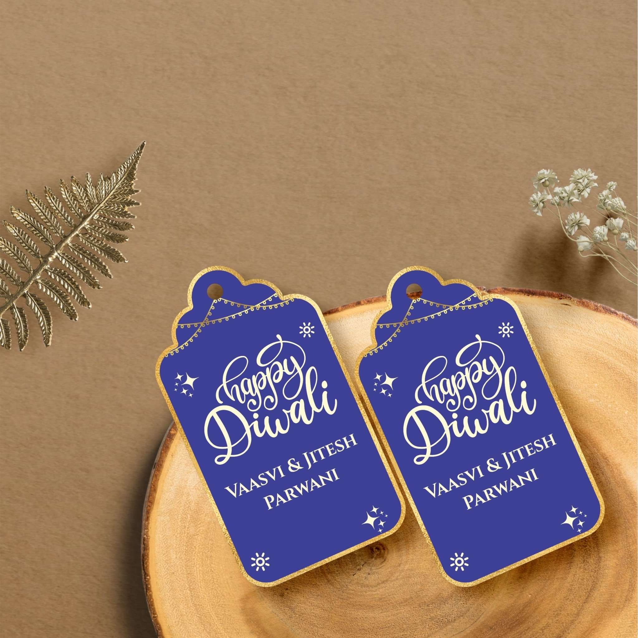 Happy Diwali Gold Foil Gift Tags - Royal Blue
