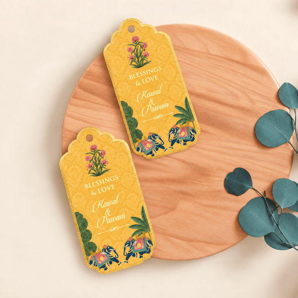 Luxe Personalised Gift Tags - Royal Elephant Yellow - Chatterbox Labels-Gift Tags