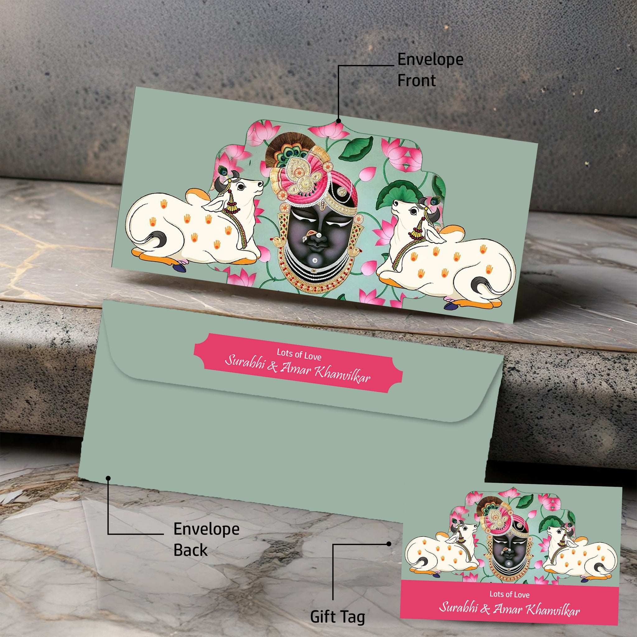 Personalised Money Envelopes - Shringar-e-Shreenathji Design - Set of 20