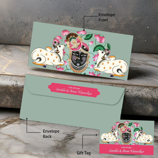 Personalised Money Envelopes - Shringar - e - Shreenathji Design - Set of 20 - Chatterbox Labels - Envelopes