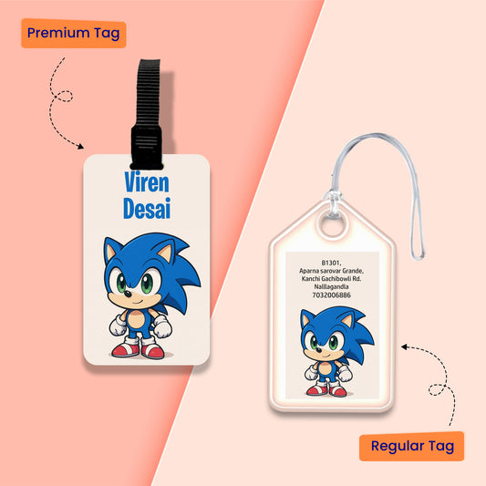 Personalized Bag Tags for Kids - Sonic Design - Chatterbox Labels - Bag Tags