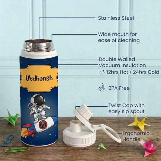 Personalised Insulated Stainless Steel Bottle – 600 ML - Galaxy Gulp - Chatterbox Labels-Water Bottle