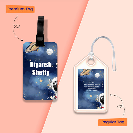 Personalized Bag Tags for Kids - Astronaut Design - Chatterbox Labels - Bag Tags