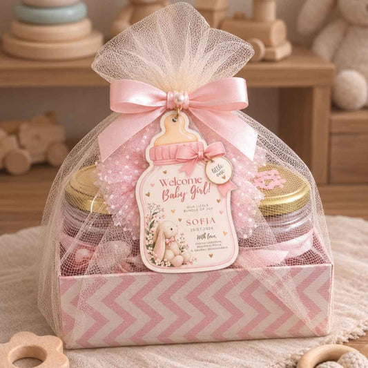 Baby Shower & Birth Announcement Gift Tags in Baby Bottle Design