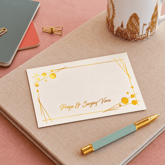 Personalised Gold Foil Note Cards - Lines and Dots - Set of 20