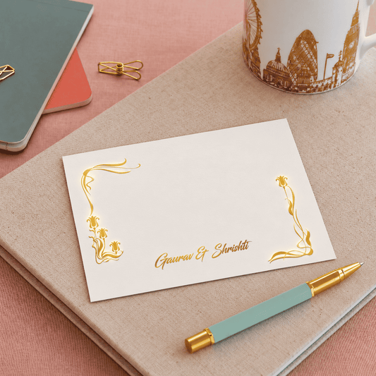 Personalised Gold Foil Note Cards - Tulips - Set of 20