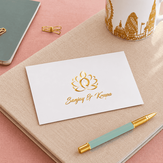 Personalised Gold Foil Note Cards - Lotus Buddha - Set of 20