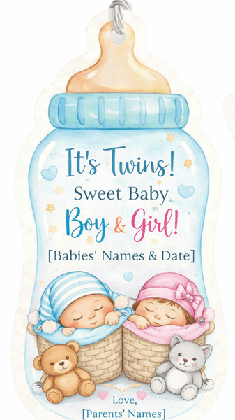Baby Shower & Birth Announcement Gift Tags in Baby Bottle Design - Chatterbox Labels - Gift Tags