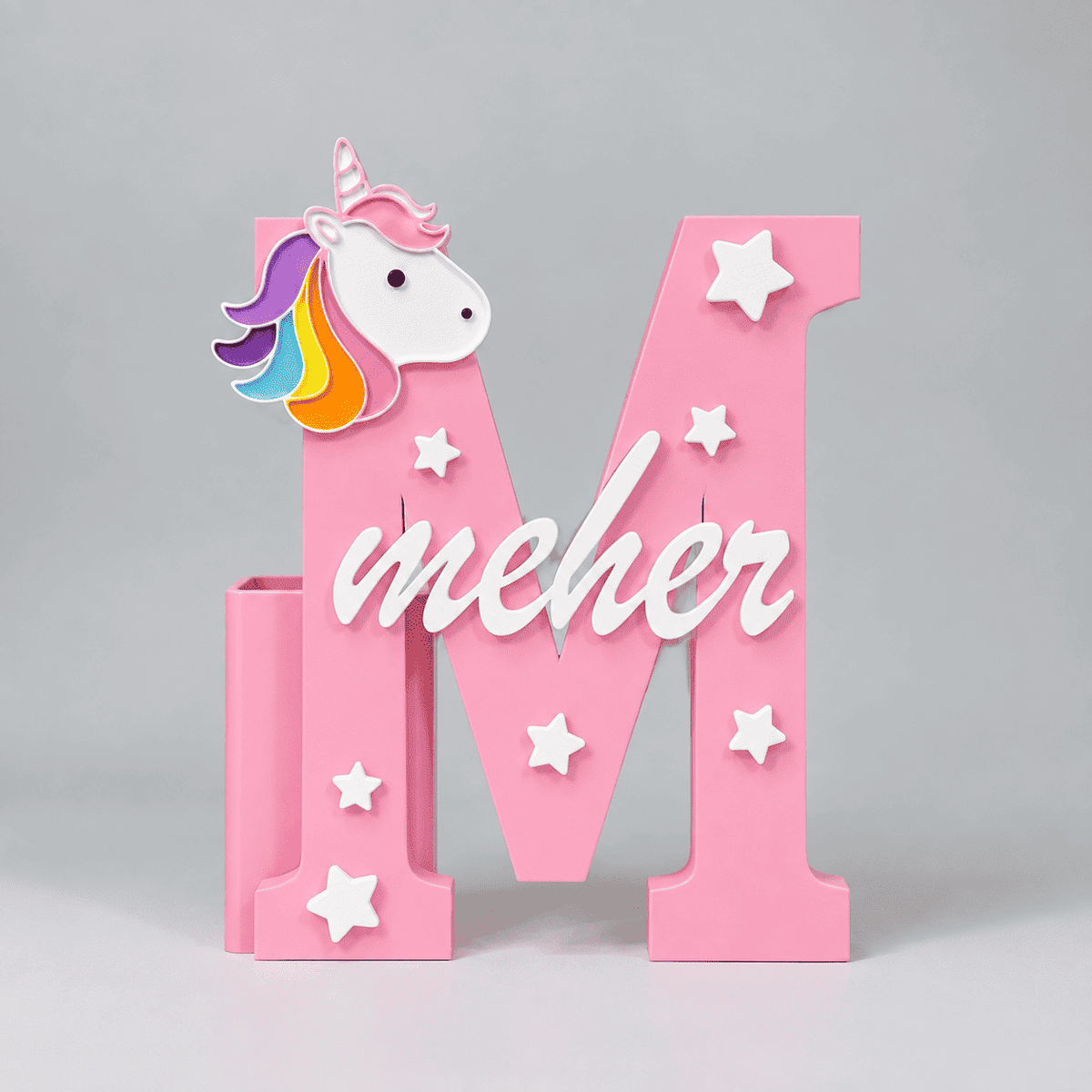 Personalised Name Stand & Pen Holder Unicorn Theme - Chatterbox Labels-3D Printed Gifts