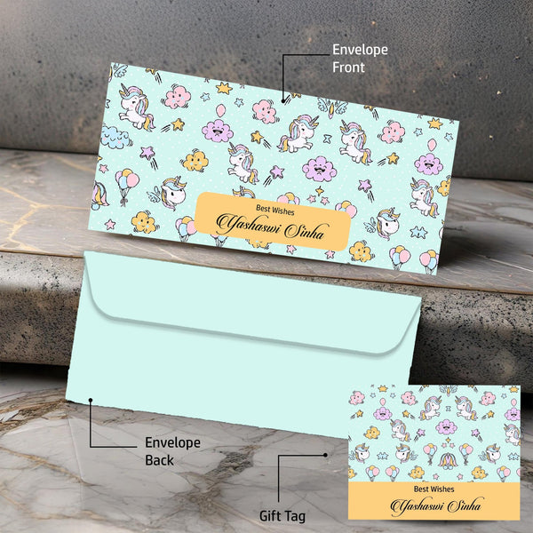 Personalised Money Envelopes - Little Unicorn Theme - Set of 20 - Chatterbox Labels - Envelopes