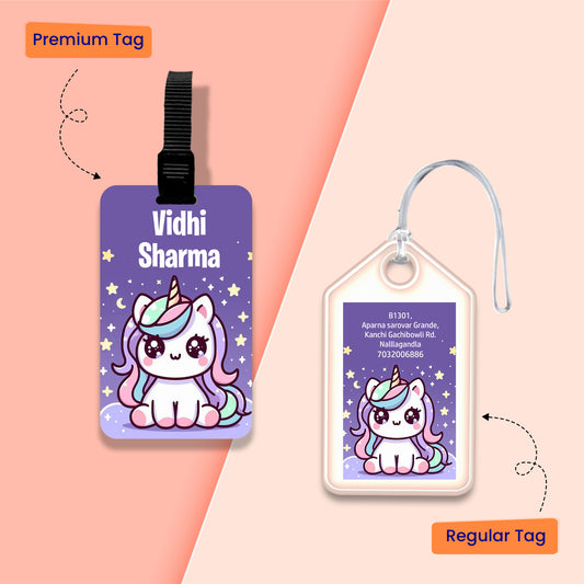 Personalized Bag Tags for Kids - Unicorn Baby Design - Chatterbox Labels - Bag Tags